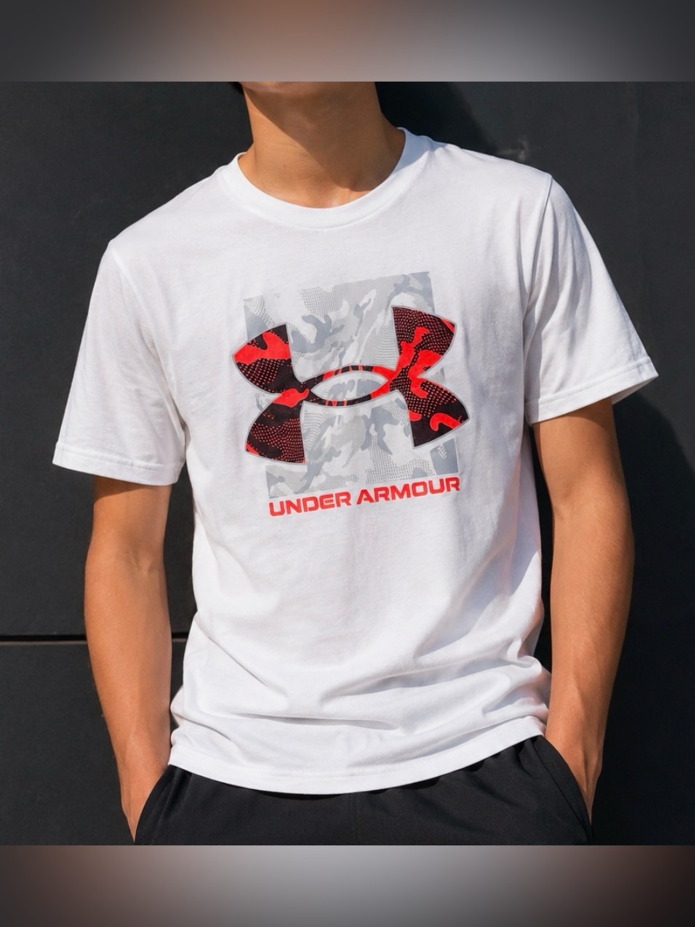 Under Armour Youth Large White Graphic Logo Performance Tee | YLG